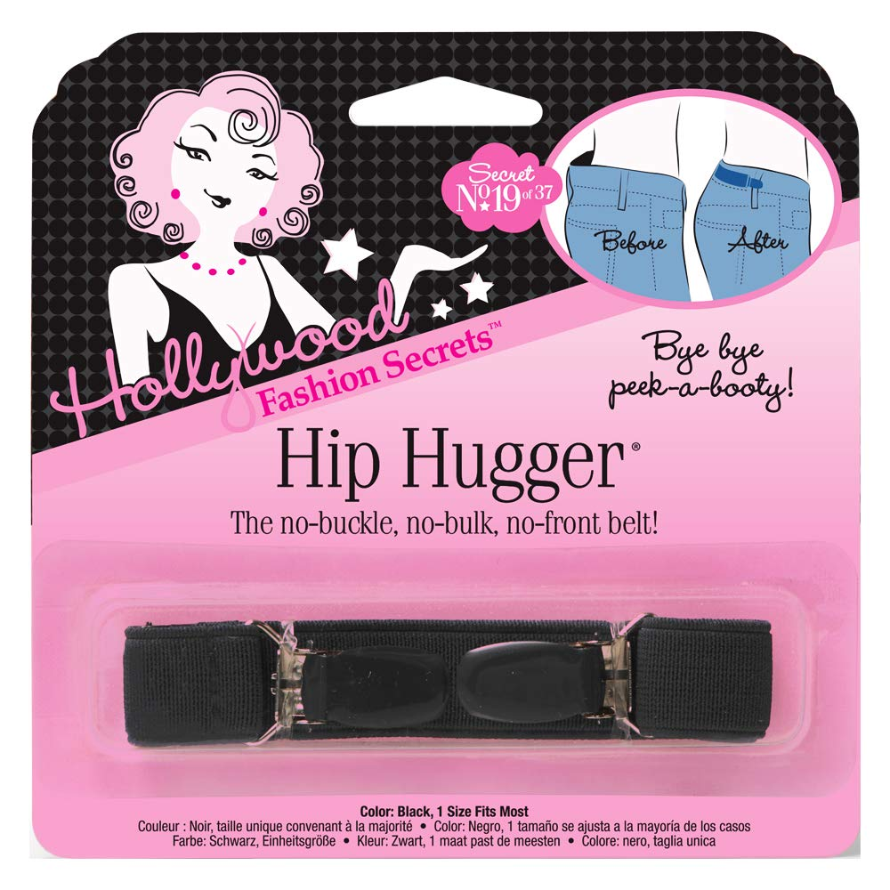 Hollywood Fashion Secrets Hip Hugger, One Size, Figure Slimming No Buckle No Bulk Elastic Band Belt Alternative, Navy Apparel & Accessories > Clothing Accessories > Belts Hollywood Fashion Secrets Black