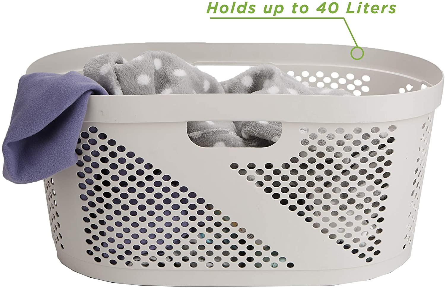 Mind Reader HHAMP40-IVO, Laundry, Storage, Bathroom, Bedroom, Home, Ivory 40 Liter Clothes Basket Apparel & Accessories > Clothing > Underwear & Socks > Underwear Mind Reader