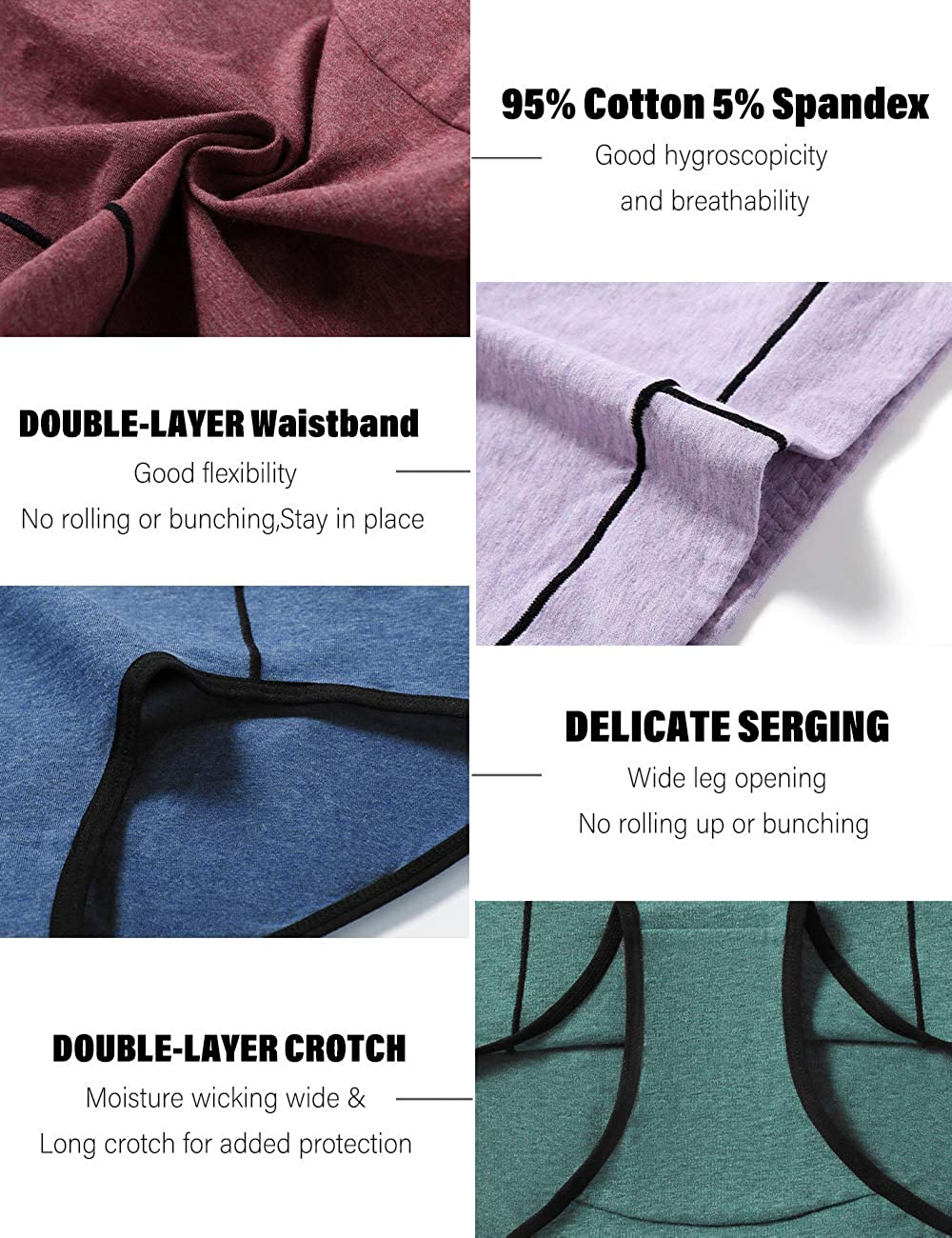 POKARLA Women'S Cotton Stretch Underwear Ladies Mid-High Waisted Briefs Panties 5-Pack Apparel & Accessories > Clothing > Underwear & Socks > Underwear POKARLA