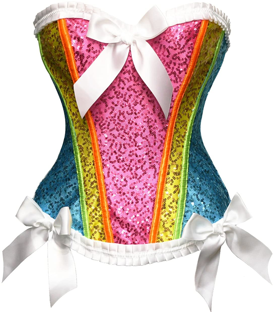 Bslingerie Womens Waist Cincher Bustier Boned Corset Apparel & Accessories > Clothing > Underwear & Socks > Lingerie Bslingerie Rainbow Small