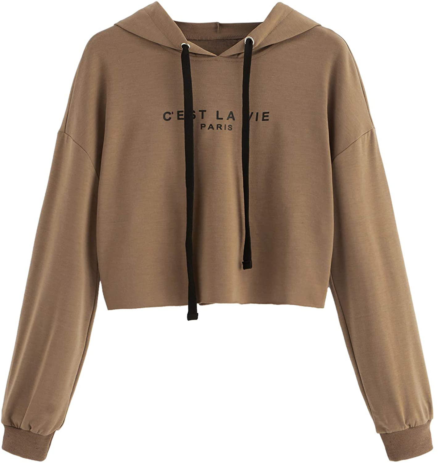 Sweatyrocks Women'S Letter Print Casual Long Sleeve Crop Top Sweatshirt Hoodies Apparel & Accessories > Clothing > Activewear Kylie Max
