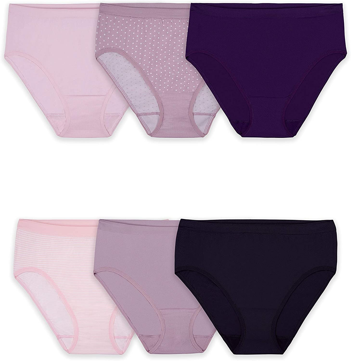 Fruit of the Loom Women'S Seamless Underwear (Regular & plus Size) Apparel & Accessories > Clothing > Underwear & Socks > Underwear Fruit of the Loom Hi Cut - 6 Pack - Assorted Colors Regular 9