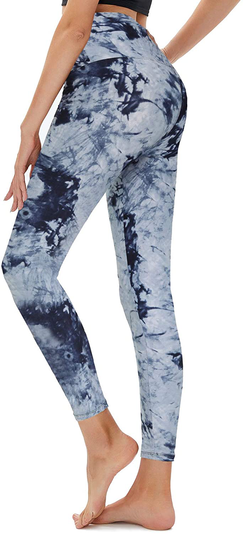 TNNZEET High Waisted Pattern Leggings for Women - Buttery Soft Tummy Control Printed Pants for Workout Yoga Apparel & Accessories > Clothing > Activewear TNNZEET Blue Tie-dye Small-Medium