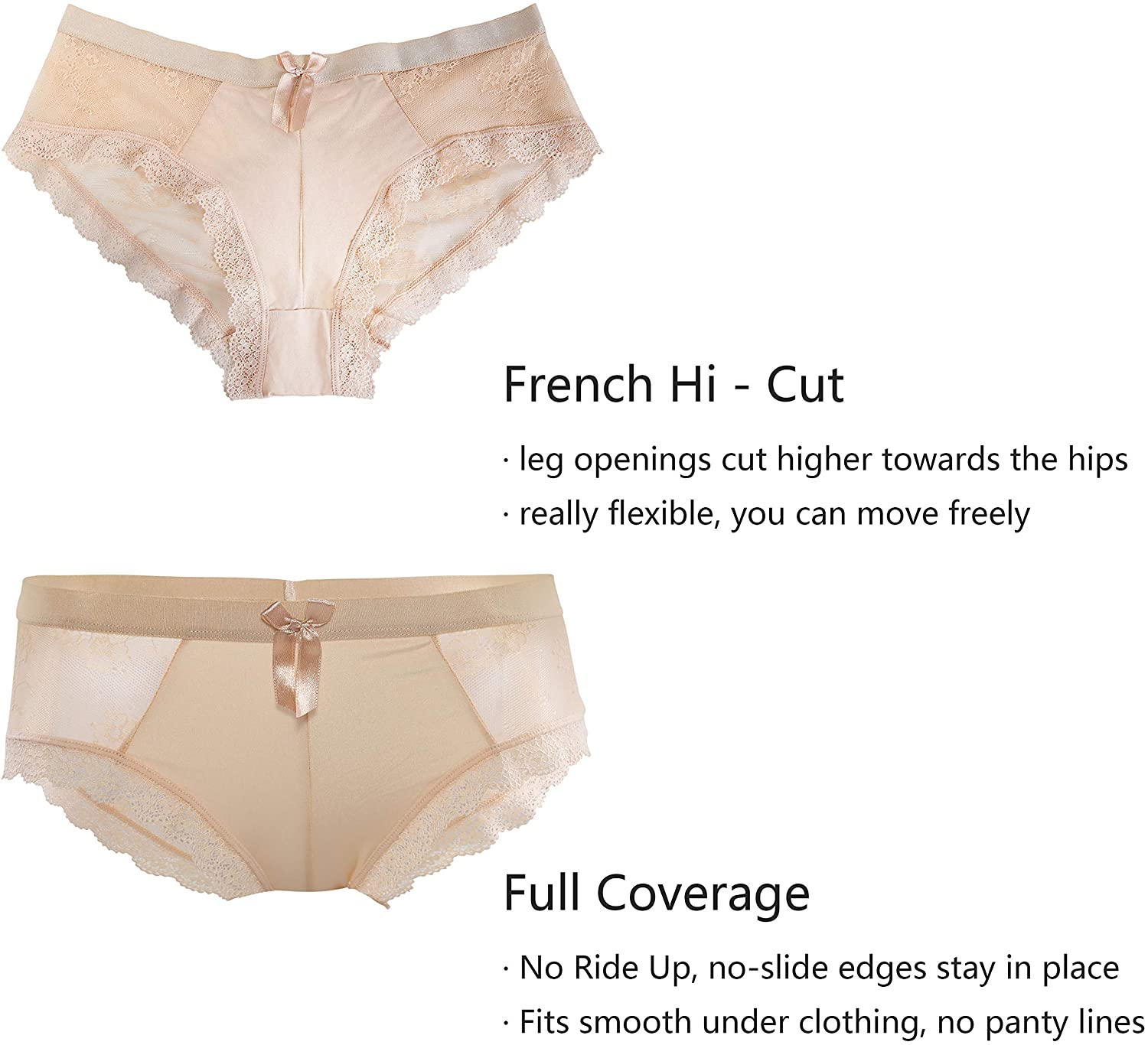 LEVAO Womens Bikini Panties Underwear Lace Hipster Seamless Sexy Hi Cuts Pack 6 Apparel & Accessories > Clothing > Underwear & Socks > Underwear LEVAO