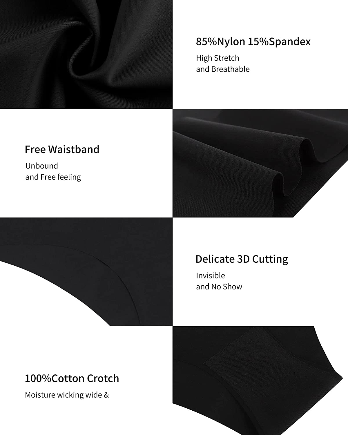 SHARICCA Women Seamless Cheeky Bikini No Show Panties Ladies Invisible Breathable Briefs Soft Stretch Underwear Multi Pack Apparel & Accessories > Clothing > Underwear & Socks > Underwear SHARICCA