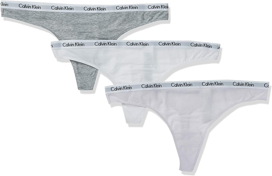 Calvin Klein Women's Carousel Logo Cotton Thong Panty Apparel & Accessories > Clothing > Underwear & Socks > Underwear Calvin Klein Pink Stripe/ Grey Heather/ White 3 X-Small