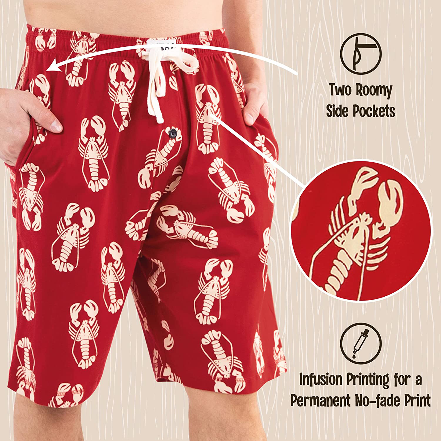 Lazy One Pajama Shorts for Men, Men'S Separate Bottoms, Cotton Loungewear Apparel & Accessories > Clothing > Sleepwear & Loungewear > Pajamas Kylie Max