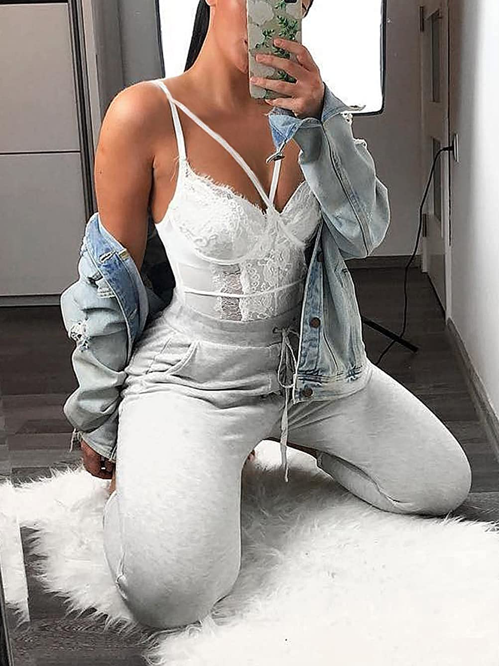 See through Lingerie,V-Neck Lace Babydoll,Sexy Lingerie Women,One Piece Bodysuit Apparel & Accessories > Clothing > Underwear & Socks > Lingerie Kylie Max