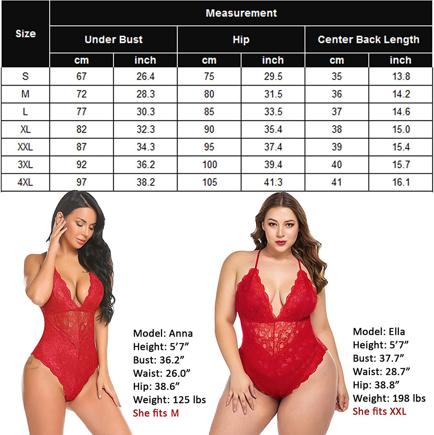 Avidlove Women Snap Crotch Lingerie Sexy Lace Bodysuit Deep V Teddy One Piece Lace Babydoll Apparel & Accessories > Clothing > Underwear & Socks > Lingerie Kylie Max