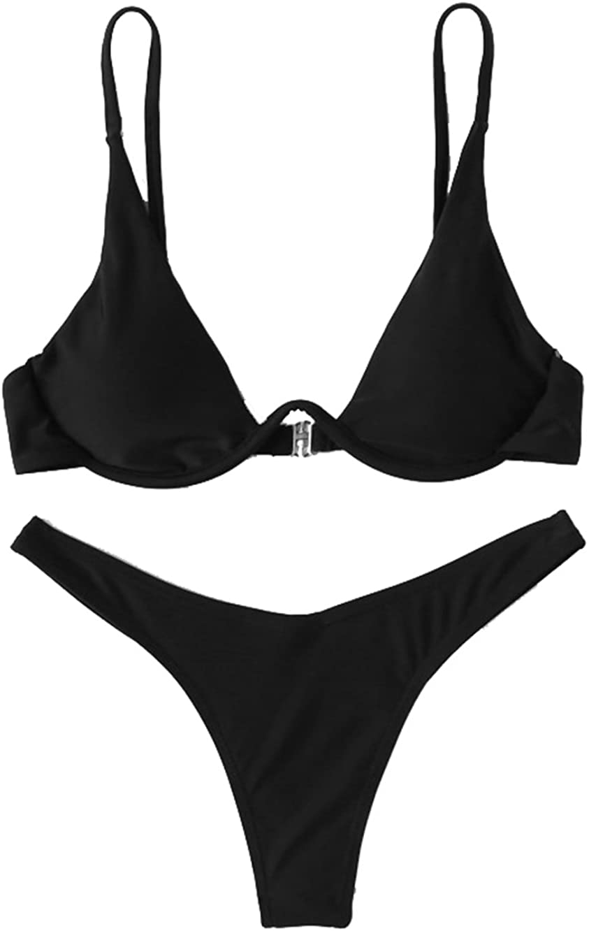 Verdusa Women'S Sexy Triangle Bathing Two Pieces Swimsuit Bikini Set Apparel & Accessories > Clothing > Underwear & Socks > Underwear Verdusa Black Small