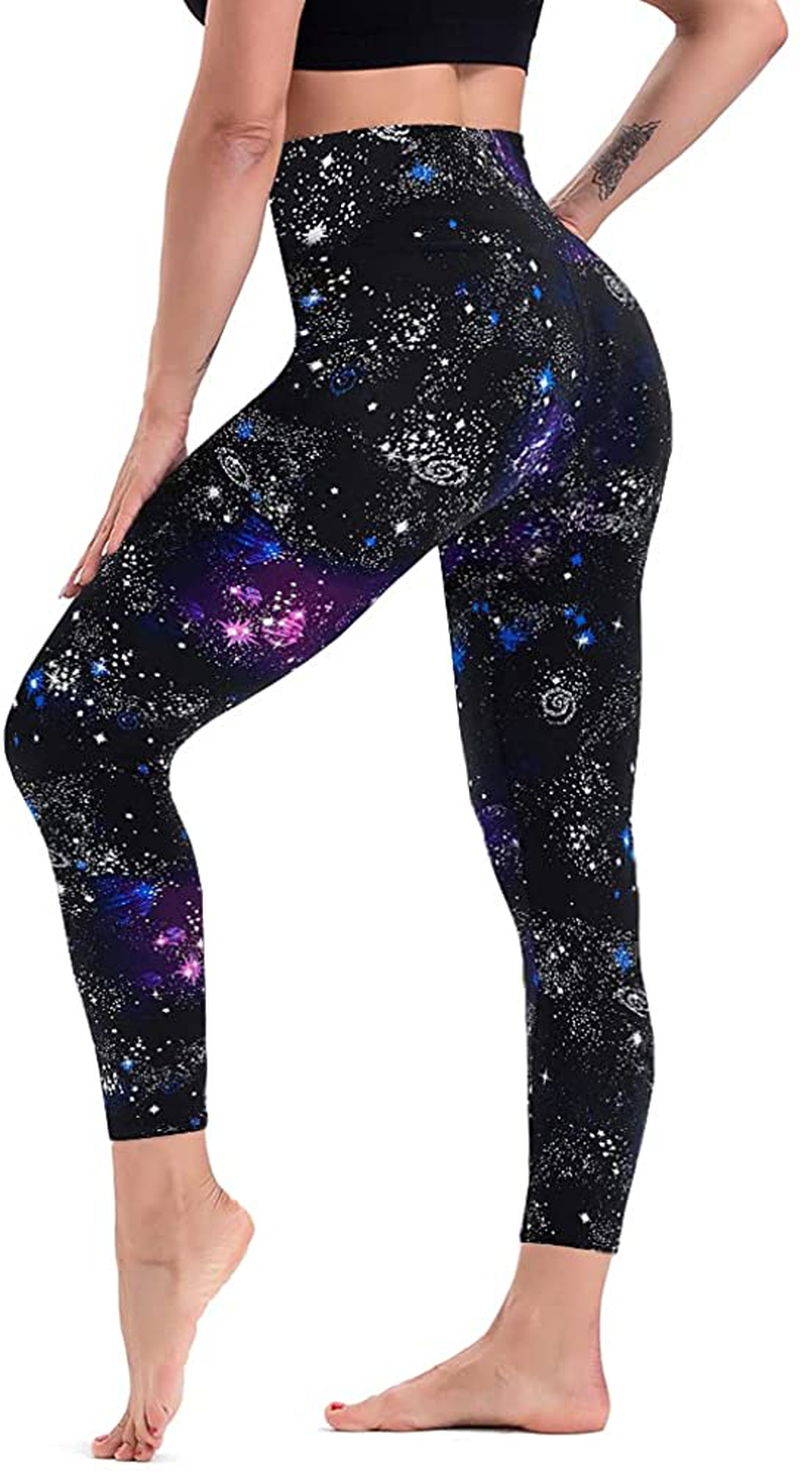TNNZEET High Waisted Pattern Leggings for Women - Buttery Soft Tummy Control Printed Pants for Workout Yoga Apparel & Accessories > Clothing > Activewear TNNZEET A-galaxy Small-Medium