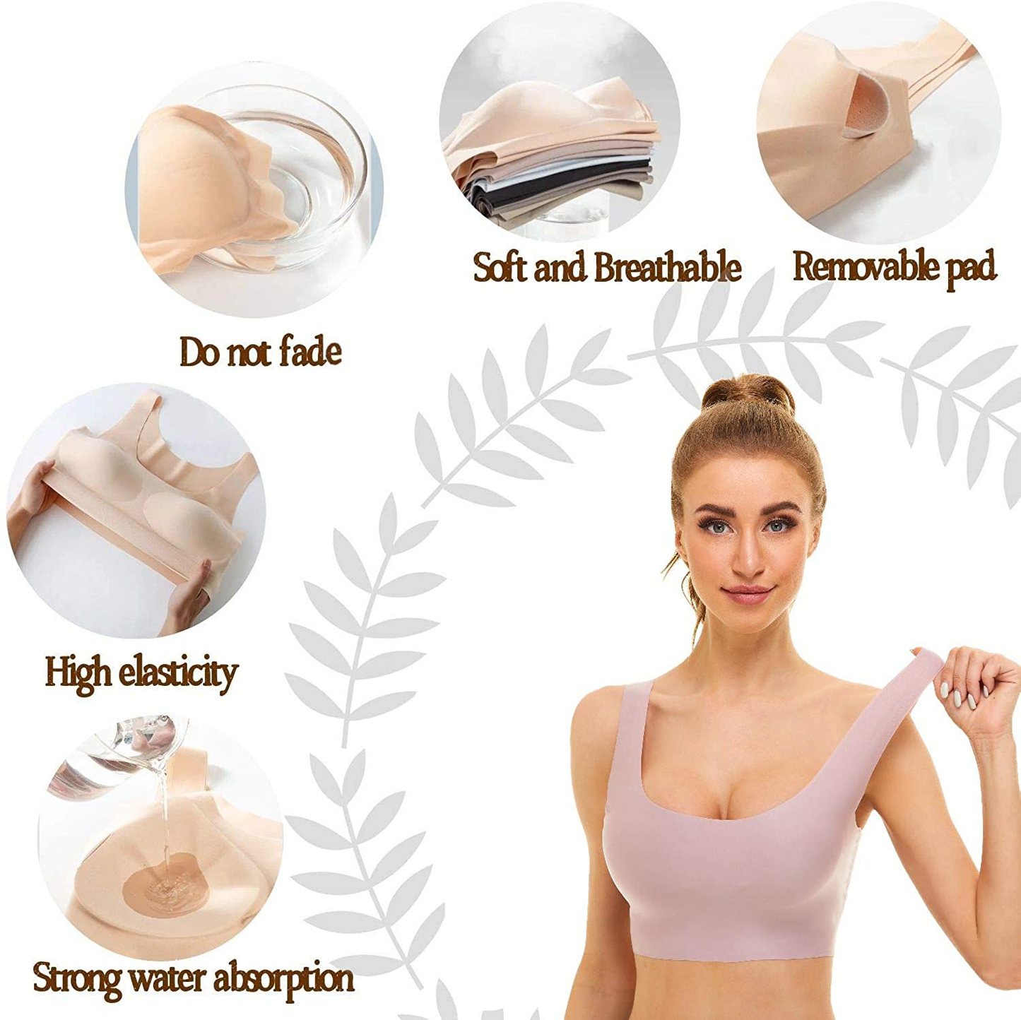 UOTJCNR Women'S Seamless Wireless Invisible Bra Comfy Sleep Bras Thin Soft Daily Bras for Yoga Sport Apparel & Accessories > Clothing > Underwear & Socks > Bras Kylie Max