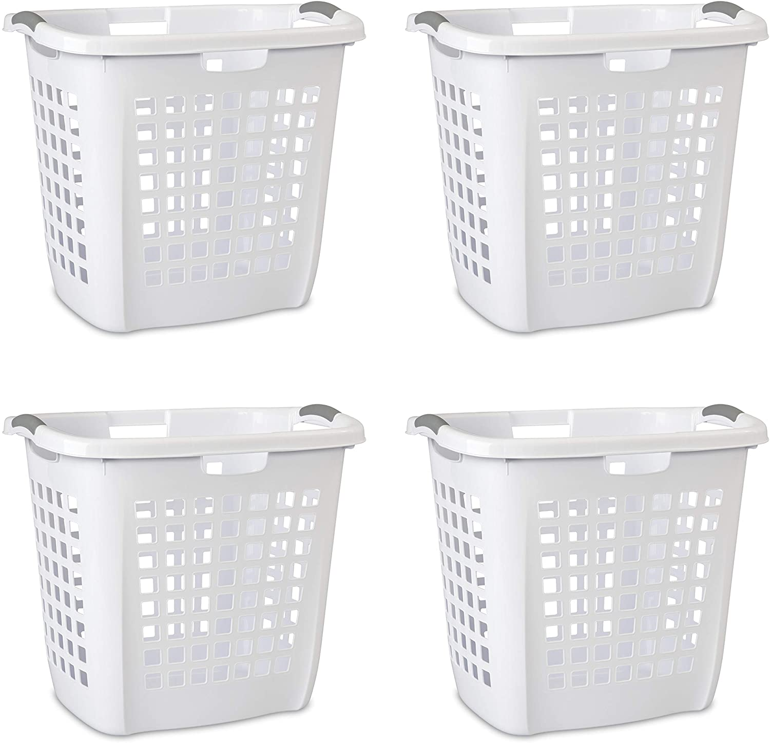 Sterilite 12258004 Ultra Easy Carry Hamper, White Hamper W/Titanium Inserts, 4-Pack Apparel & Accessories > Clothing > Underwear & Socks > Underwear Sterilite