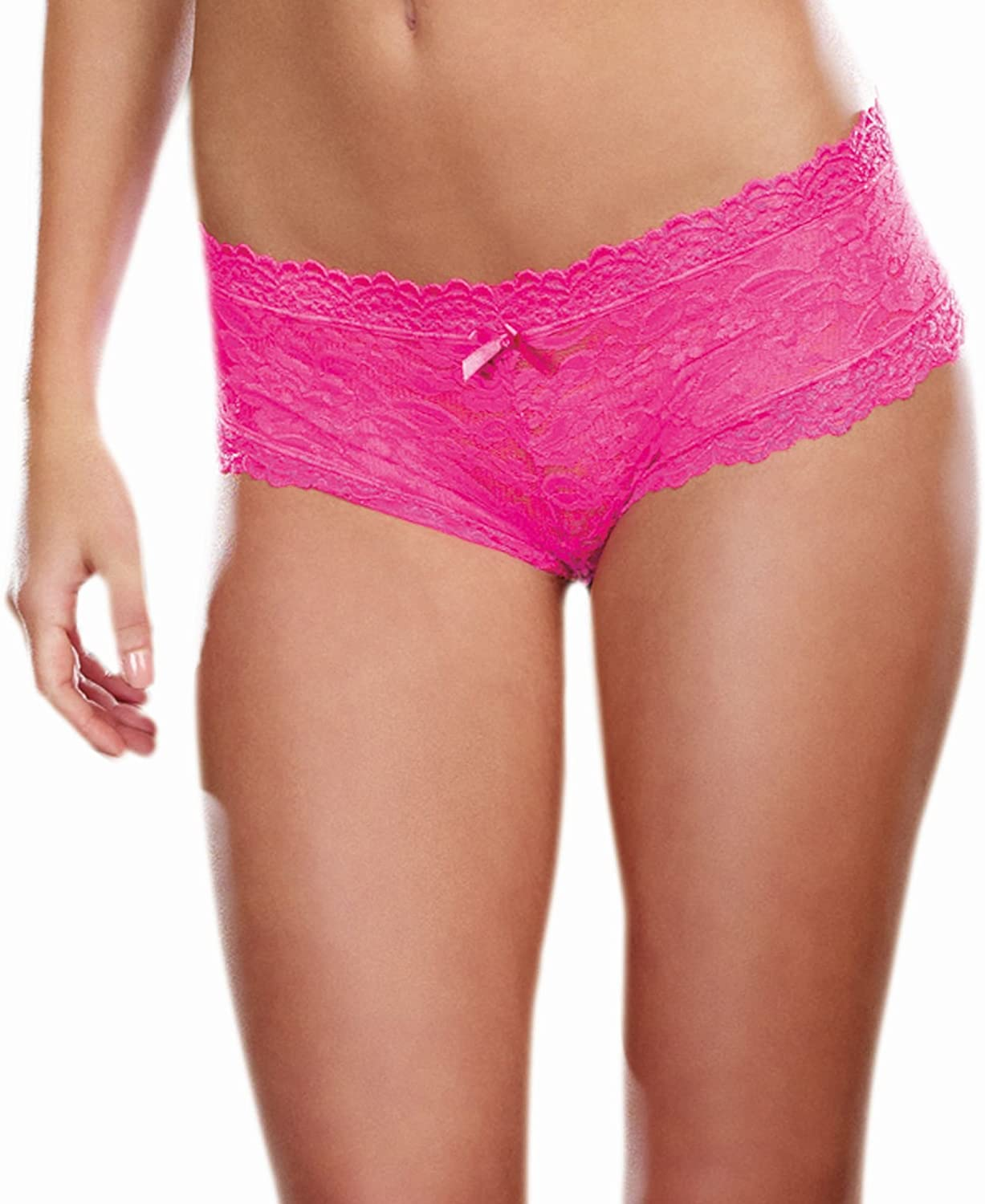 Dreamgirl Women'S Stretch Lace Cheeky Hipster Panty Apparel & Accessories > Clothing > Underwear & Socks > Underwear Dreamgirl Hot Pink Large-X-Large