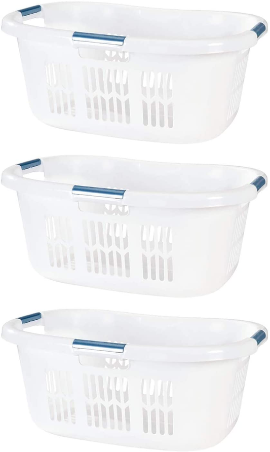 Rubbermaid 2.1-Bushel Small Hip-Hugger Portable Plastic Laundry Basket with Grab-Through Handles, White (3-Pack) Apparel & Accessories > Clothing > Underwear & Socks > Underwear Rubbermaid