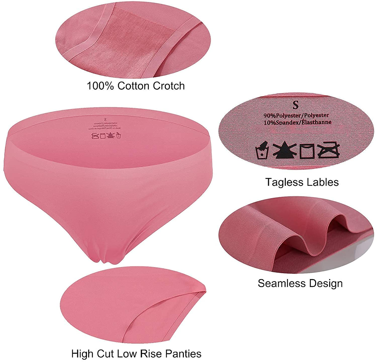 FINETOO 12 Pack Women’S Seamless Hipster Underwear No Show Panties Invisibles Briefs Soft Stretch Bikini Underwears XS-XL Apparel & Accessories > Clothing > Underwear & Socks > Underwear KYLIE MAX