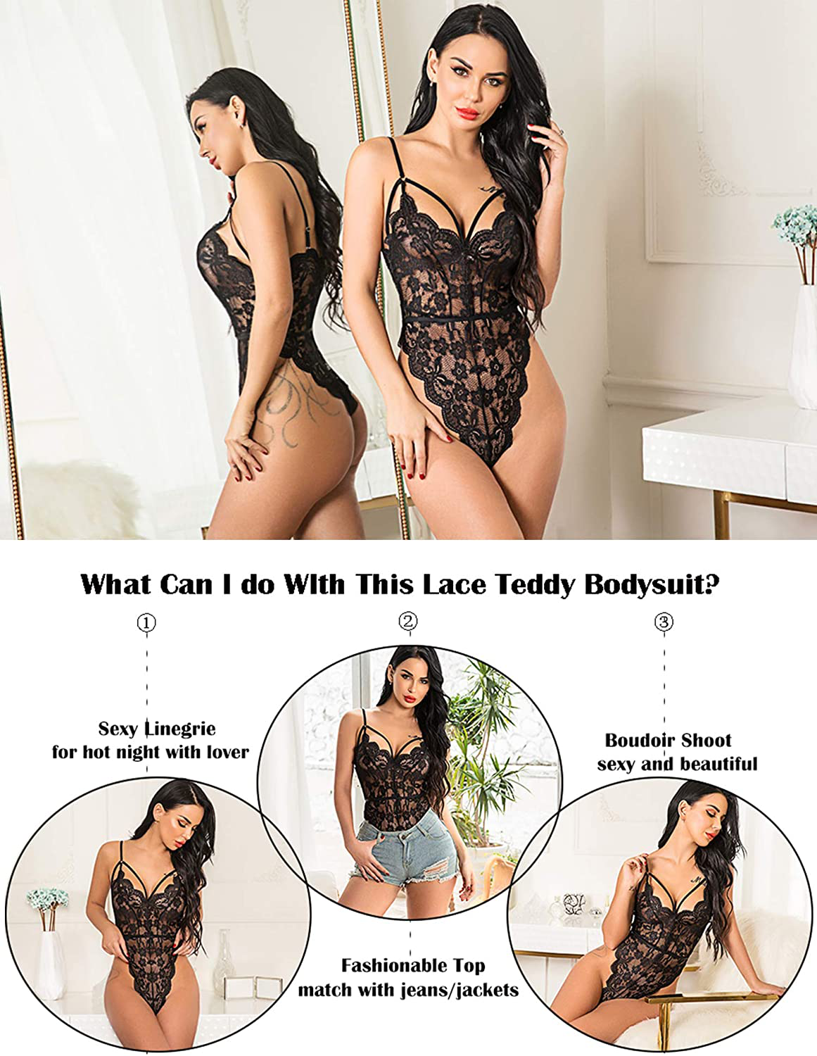 Avidlove Women Teddy Lingerie One Piece Babydoll Mini Bodysuit Apparel & Accessories > Clothing > Underwear & Socks > Lingerie Avidlove
