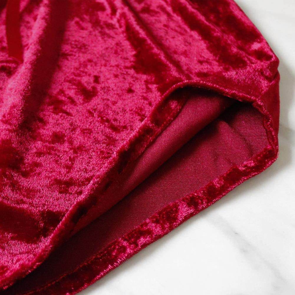 Women Sexy Velvet 2 Piece Outfit Spaghetti Strap Leopard Tie Dye Cami Crop Top + Shorts Bottom Sleepwear Pajama Set Nightwear Apparel & Accessories > Clothing > Sleepwear & Loungewear Kylie Max