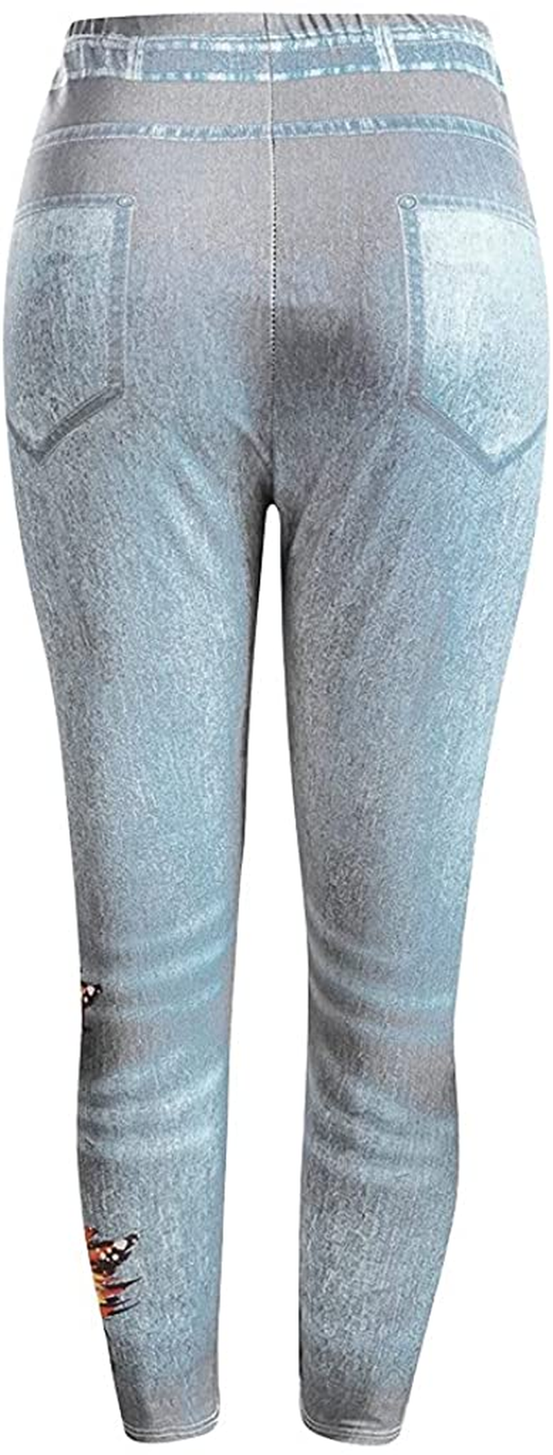 Burband Womens plus Size Stretch Drawstring Stretch Floral Print Jersey Capri Leggings High Rise Skinny Jeans Pants S-5XL Apparel & Accessories > Clothing > Underwear & Socks > Shapewear Burband