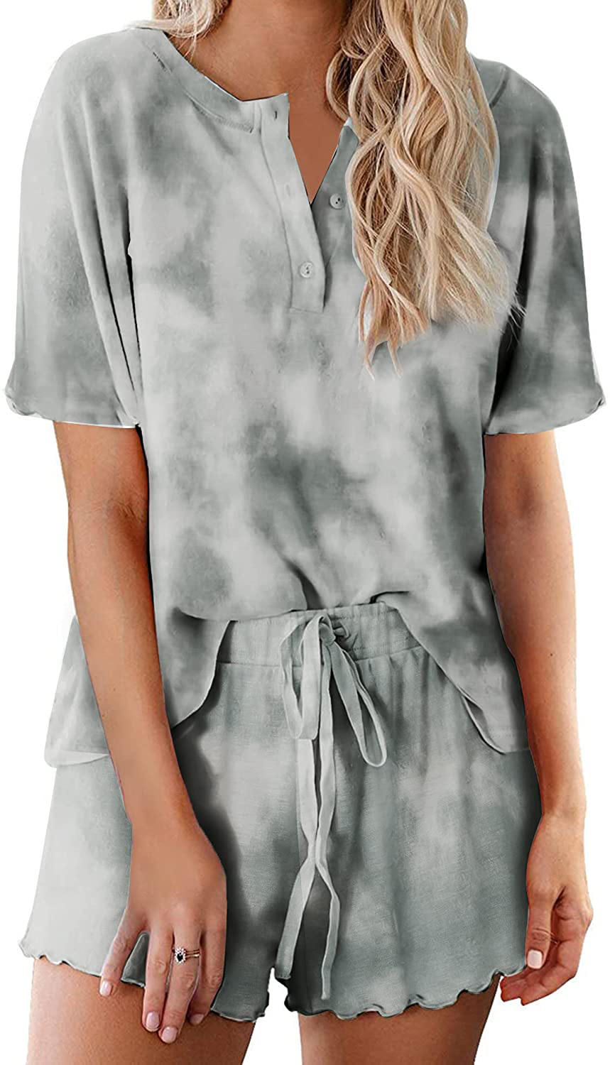 Ekouaer Tie Dye Pajamas Set Womens Loungewear Sleepwear 2 Piece PJ Sets Apparel & Accessories > Clothing > Sleepwear & Loungewear > Pajamas Ekouaer Comfy 1 Large