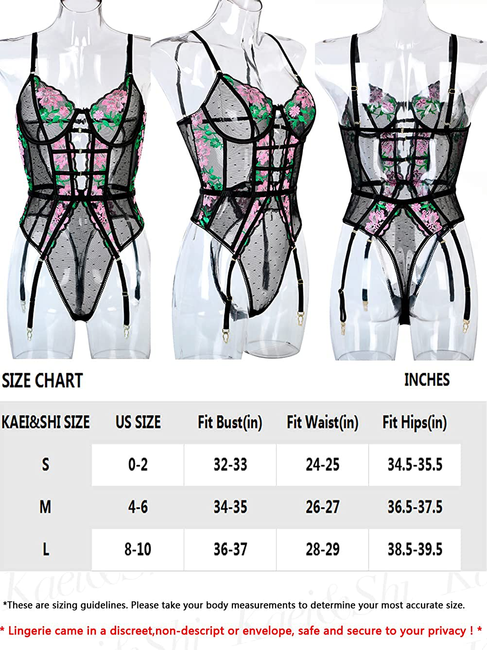 Teddy Lingerie for Women,Embroidered Sexy Floral Lace Bodysuit,Snap Crotch One Piece Body Suit Apparel & Accessories > Clothing > Underwear & Socks > Lingerie Kaei&Shi