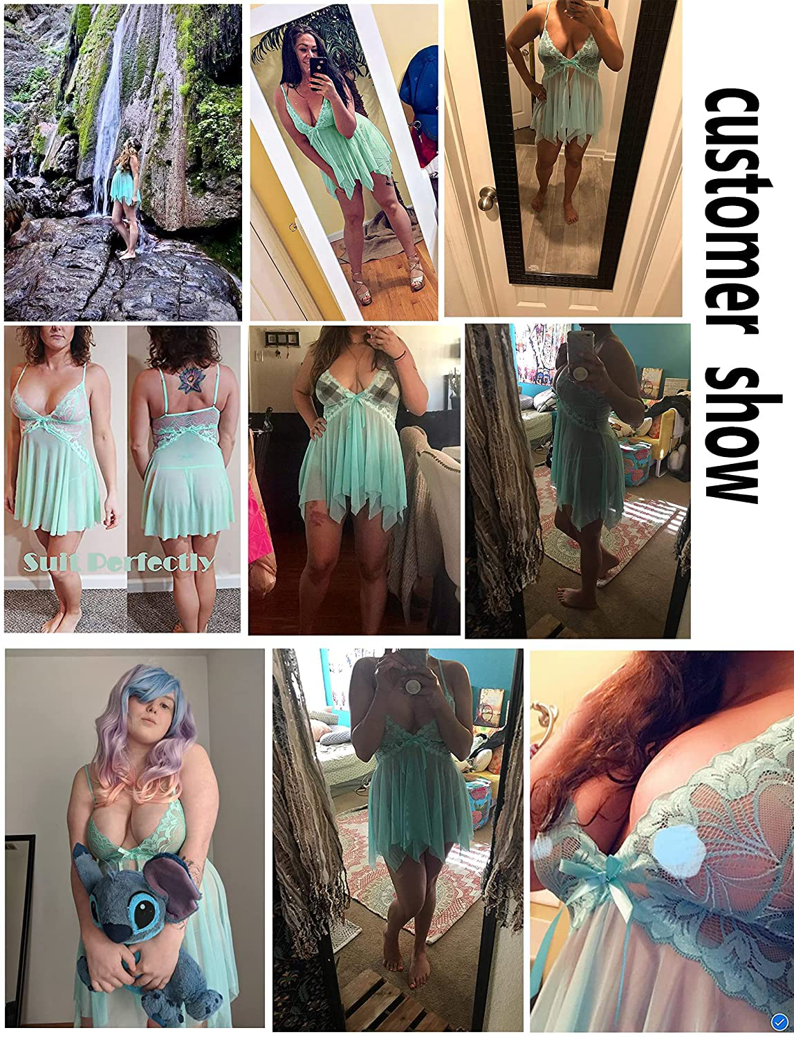 Avidlove Lingerie for Women Lace Babydoll Sleepwear Boudoir Outfits plus Size Langeray XS-5XL Apparel & Accessories > Clothing > Underwear & Socks > Lingerie Kylie Max