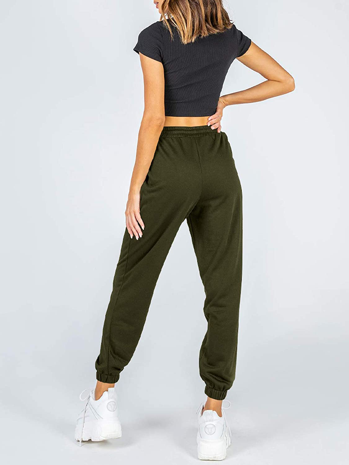 AUTOMET Women'S Cinch Bottom Sweatpants High Waisted Athletic Joggers Lounge Pants with Pockets Apparel & Accessories > Clothing > Activewear Kylie Max