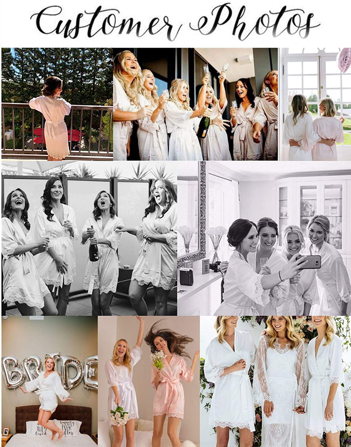 URRU Women'S Satin Silk Bathrobe Oblique V-Neck Short Kimono Robe Bridesmaids Robe S-XXXL Apparel & Accessories > Clothing > Sleepwear & Loungewear > Robes KYLIE MAX