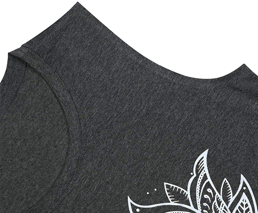 QIANRUO Lotus Flower Tank Top Women Meditation Yoga Shirts Casual Workout Muscle Tank Top Summer Sleeveless Graphic Tees Vest Apparel & Accessories > Clothing > Activewear Kylie Max