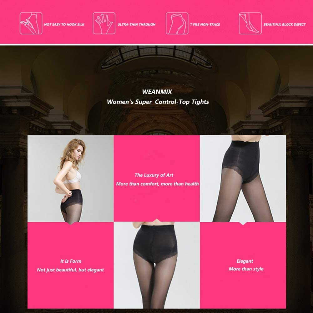 WEANMIX Women'S Control Top Compression Pantyhose Solid Color Tights Silky Soft Stockings with Reinforced Toe Apparel & Accessories > Clothing > Underwear & Socks > Shapewear WEANMIX