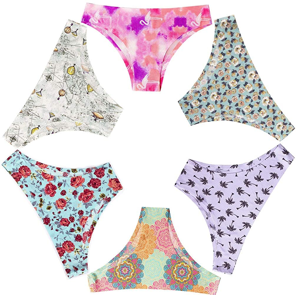 Nightaste Women Seamless No Show Tanga Panties Pack of 6Pcs Half Back Coverage Cheeky Bikini Thong Underwear Apparel & Accessories > Clothing > Underwear & Socks > Underwear Nightaste Style1 X-Large