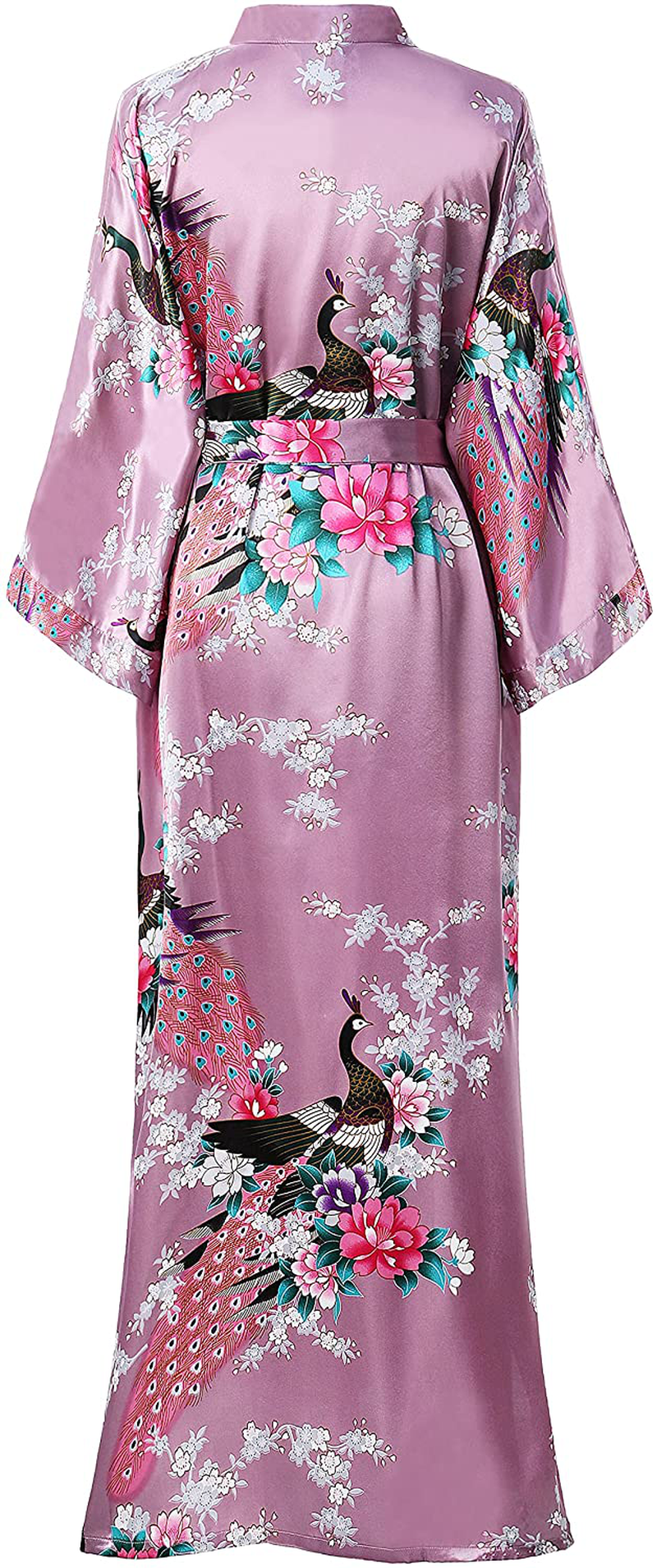 BABEYOND Women'S Kimono Robe Long Robes with Peacock and Blossoms Printed Kimono Nightgown Apparel & Accessories > Clothing > Sleepwear & Loungewear > Robes Kylie Max