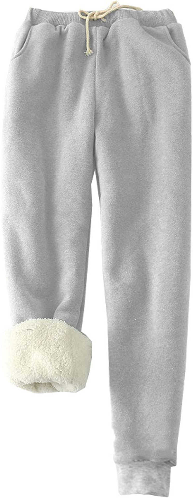 Hesayep Women'S Warm Sherpa Lined Sweatpants Drawstring Athletic Jogger Fleece Pants with Pockets Apparel & Accessories > Clothing > Activewear Kylie Max