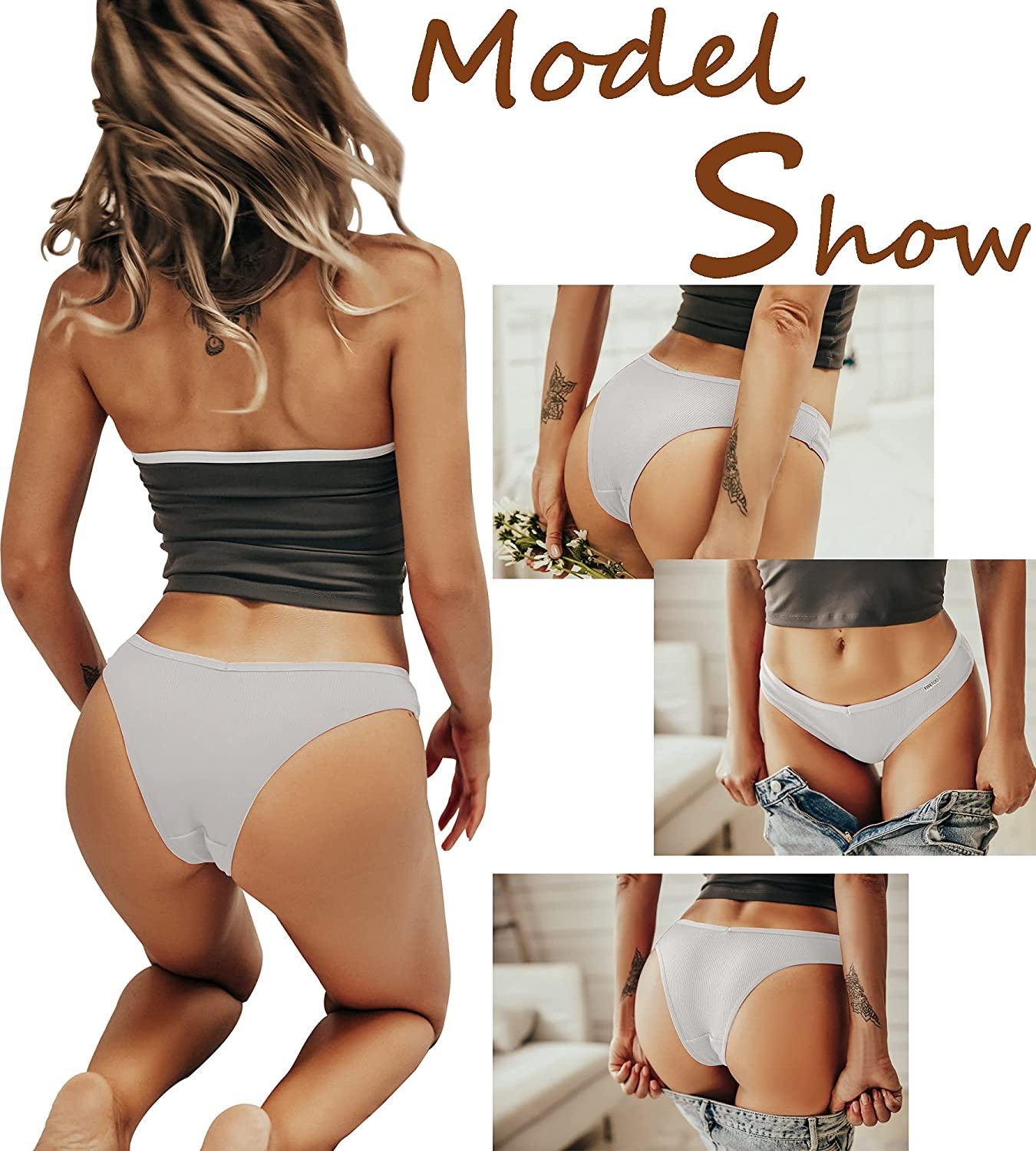 FINETOO 10 Pack Womens Cotton Underwear Sexy Stretch Bikini Panties Low Rise Hipster Ladies Soft V-Waist Cheeky S-XL Apparel & Accessories > Clothing > Underwear & Socks > Underwear KYLIE MAX