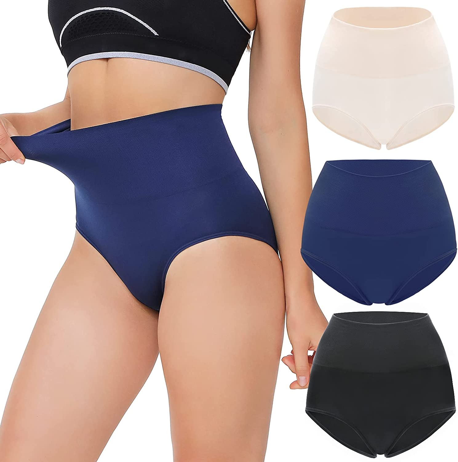 Talanes Women’S High Waisted Lace Underwear Sexy, Ladies Cheeky Lacy Panties Briefs , Soft Full Coverage Panty Multipack Apparel & Accessories > Clothing > Underwear & Socks > Underwear Talanes High Waisted-black/Navy Blue/Skin X-Large-XX-Large