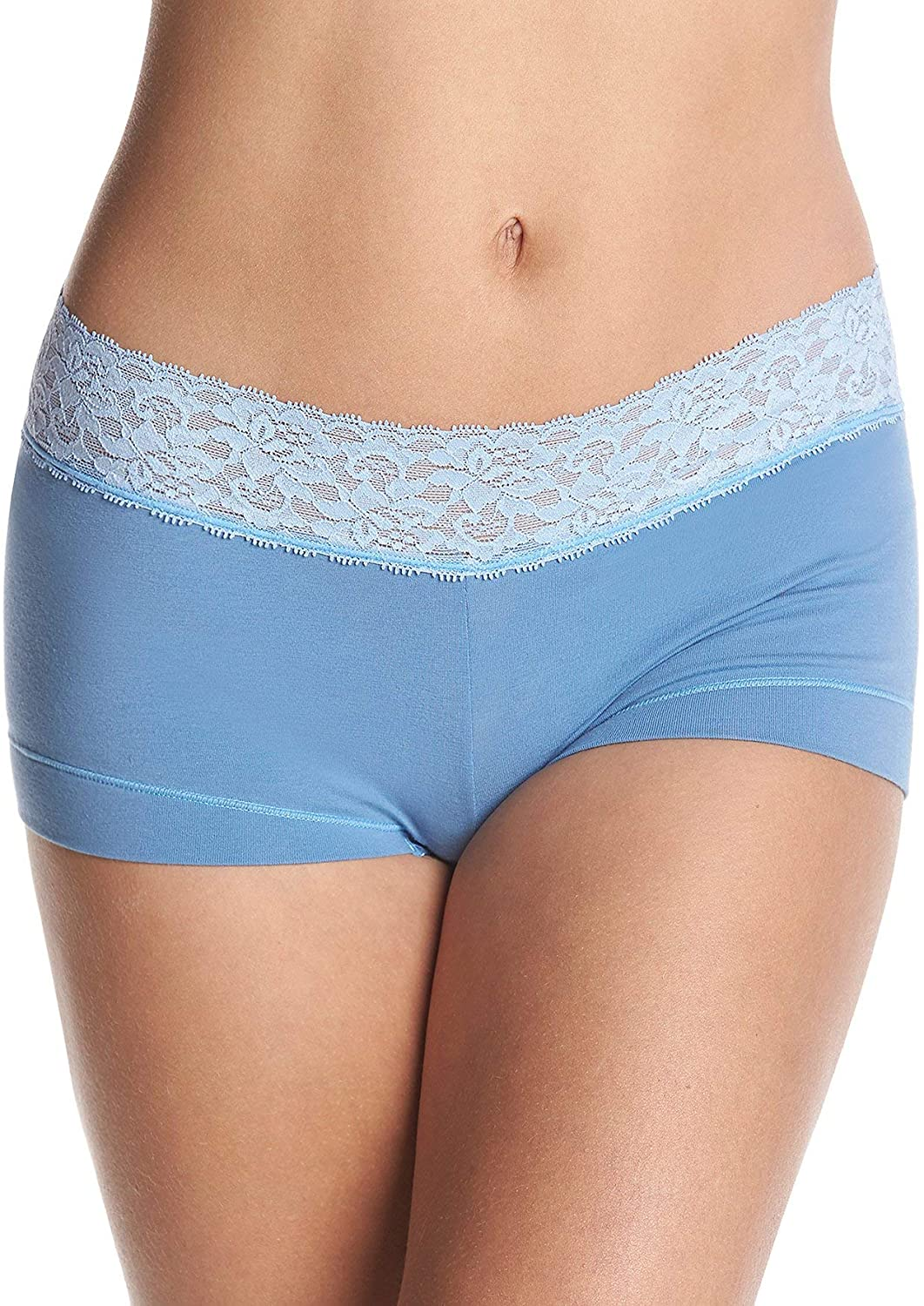 Maidenform Women'S Dream Cotton with Lace Boyshort Apparel & Accessories > Clothing > Underwear & Socks > Underwear Maidenform Hot Springs Blue/Zen Blue 9