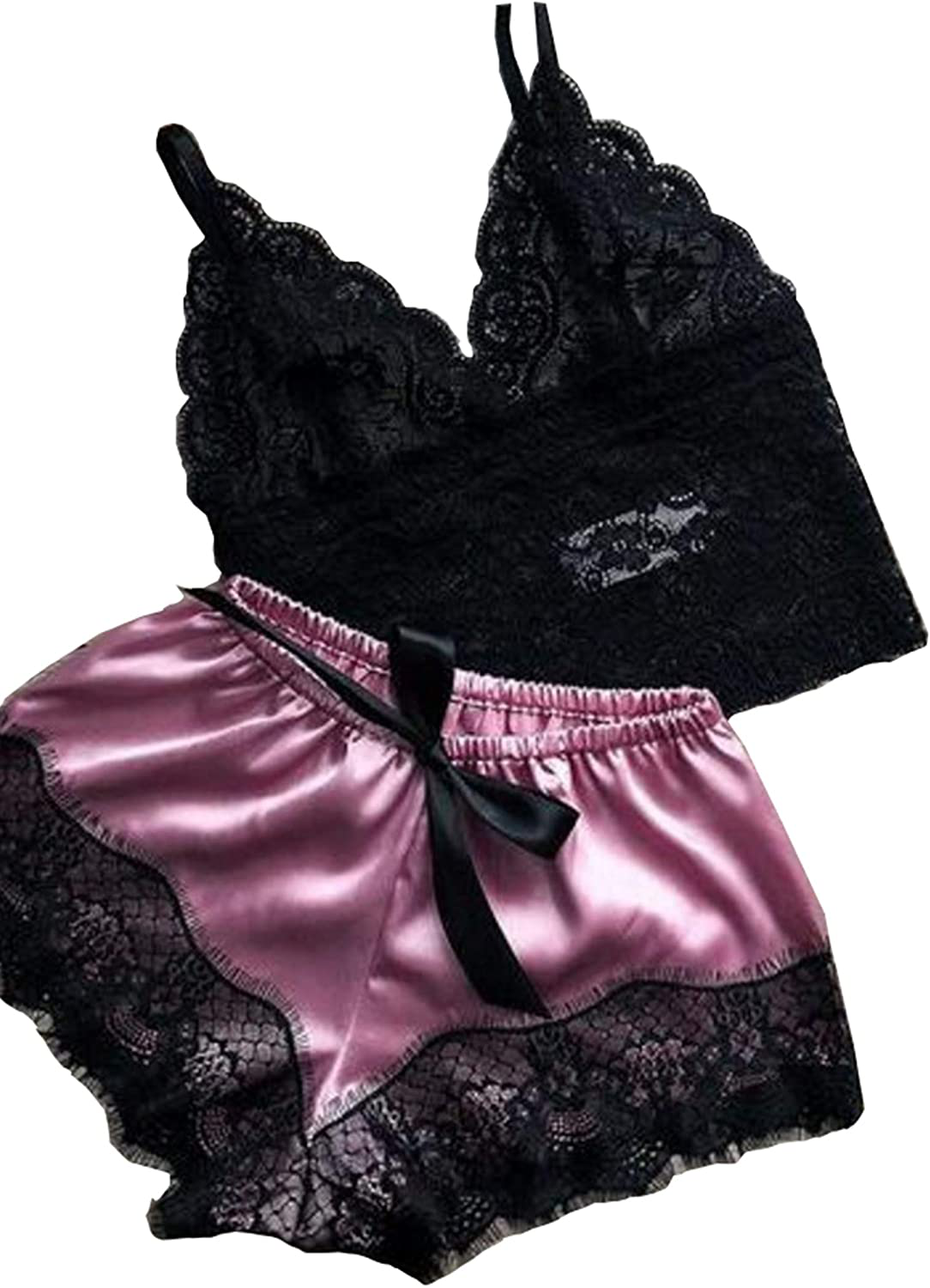 Roselux Women Sexy Lace Lingerie Pajama Set Lace Cami Top with Panties Sleepwear 2 Piece Outfits Nightwear Apparel & Accessories > Clothing > Sleepwear & Loungewear Kylie Max