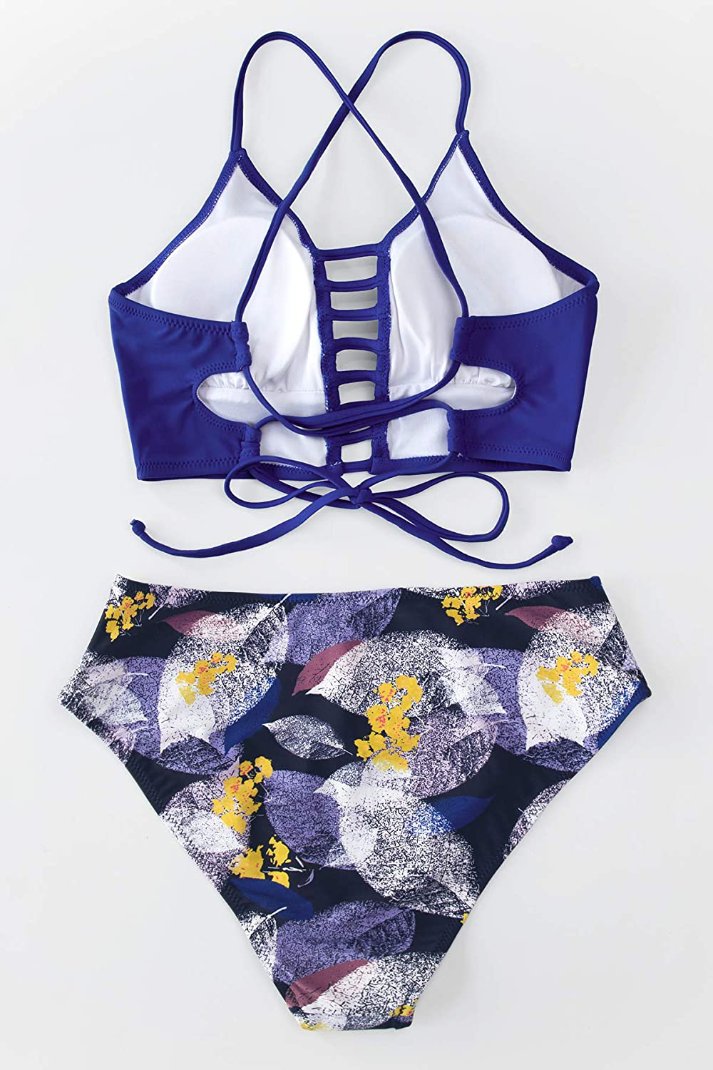 CUPSHE Women’s Bikini Swimsuit Floral Print Lace Up Multi Color Strappy Two Piece Bathing Suit Apparel & Accessories > Clothing > Swimwear KYLIE MAX