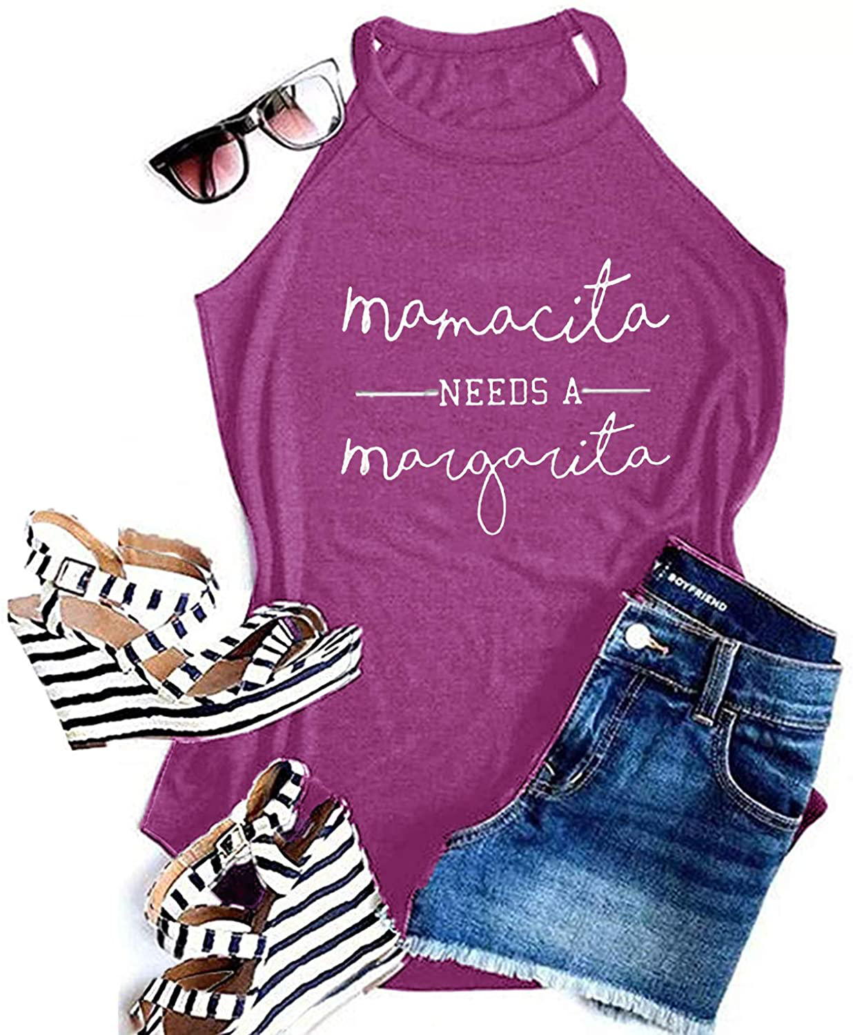 Mamacita Needs a Margarita Women Funny Shirts Workout Tops Graphic Beach Holiday Outfit Tees Apparel & Accessories > Clothing > Activewear Kylie Max