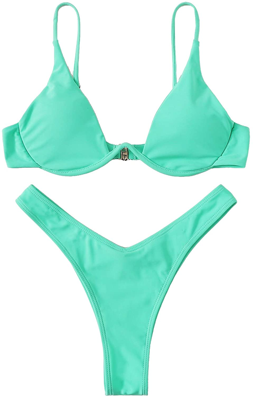Verdusa Women'S Sexy Triangle Bathing Two Pieces Swimsuit Bikini Set Apparel & Accessories > Clothing > Underwear & Socks > Underwear Verdusa Turquoise Small
