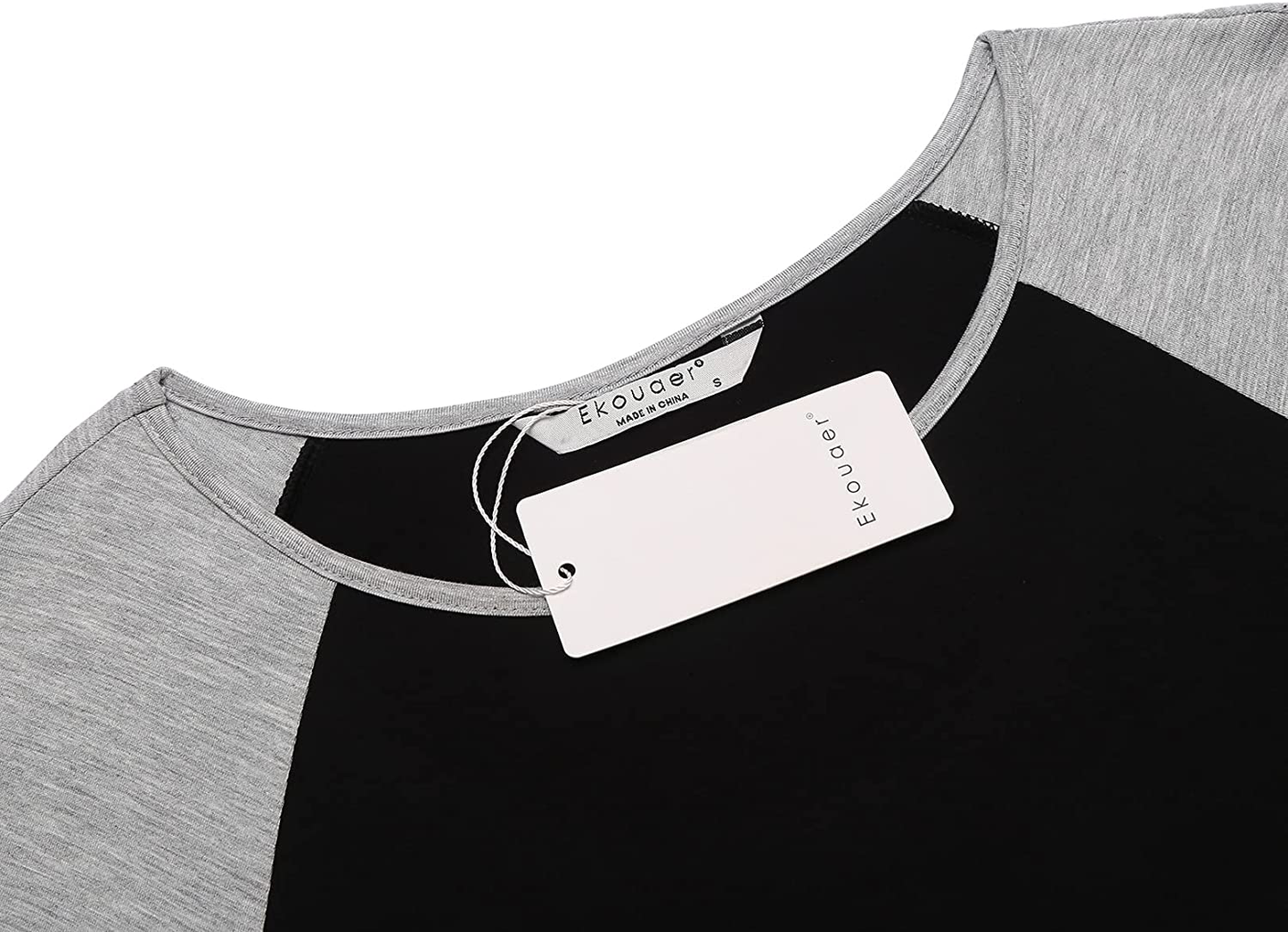 Ekouaer Short Sleeve Nightgown Raglan Sleepshirt Color Block Nightshirt Lounge Dress Casual Sleepwear for Women Apparel & Accessories > Clothing > Sleepwear & Loungewear > Nightgowns Kylie Max