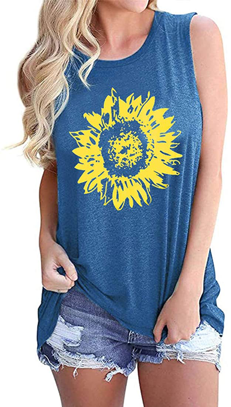 JINTING Summer Sunflower Graphic Tank Tops for Women Graphic Tank Tops Sleeveless Graphic Tee Shirts Letter Print Tank Top Apparel & Accessories > Clothing > Activewear Kylie Max