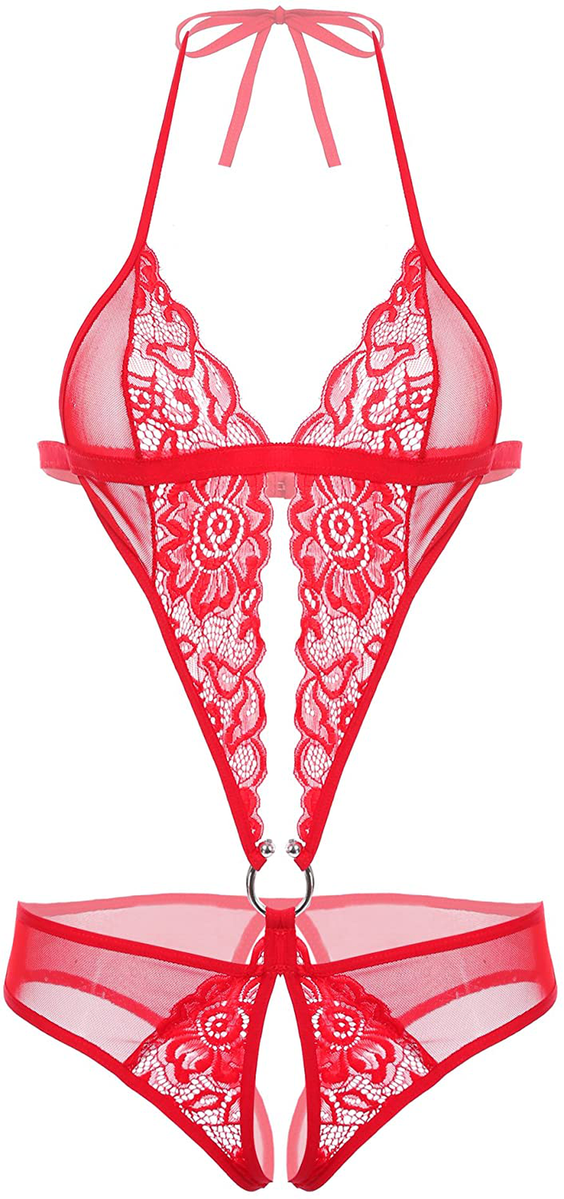 Avidlove Women Deep V Lingerie Lace Teddy One Piece Babydoll Mini Bodysuit Apparel & Accessories > Clothing > Underwear & Socks > Lingerie Avidlove Red X-Large