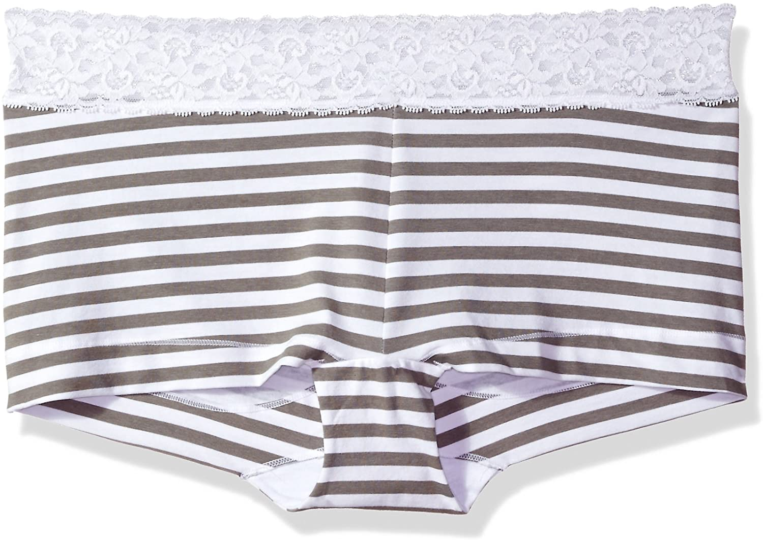 Maidenform Women'S Dream Cotton with Lace Boyshort Apparel & Accessories > Clothing > Underwear & Socks > Underwear Maidenform Steel Stripe/White 9
