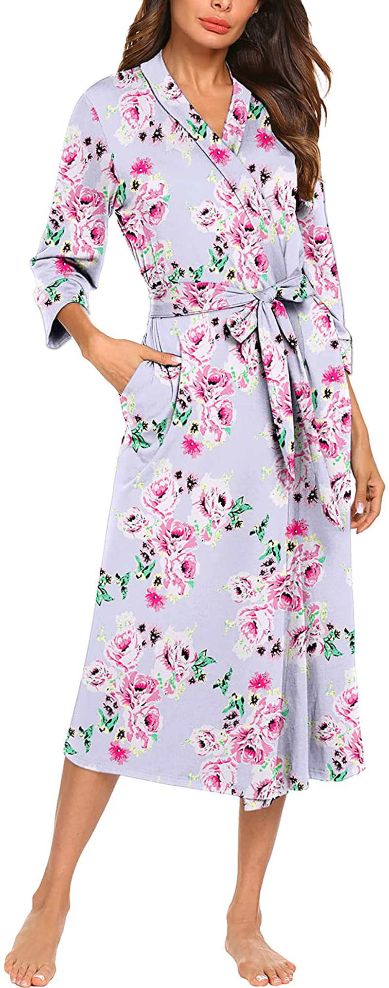 MAXMODA Women Kimono Robes Long Knit Bathrobe Soft Robe Casual Ladies Loungewear S-3XL Apparel & Accessories > Clothing > Sleepwear & Loungewear > Robes MAXMODA