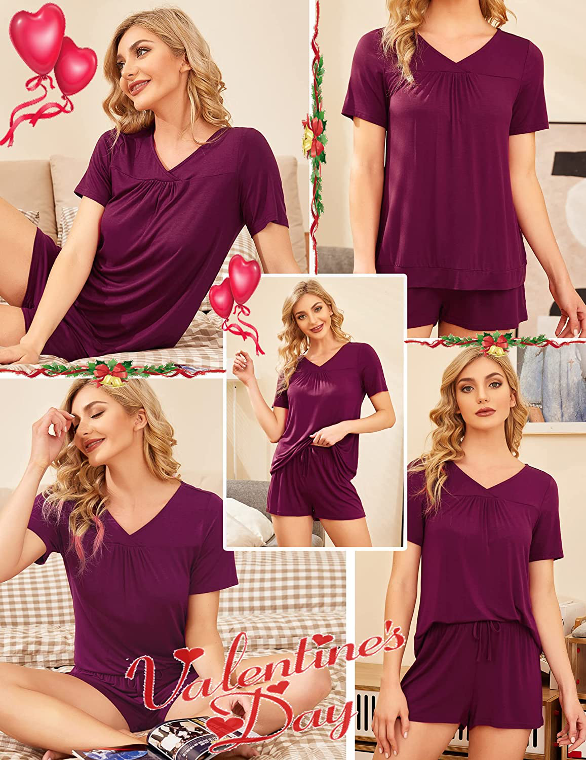 Avidlove Women'S Shorts Pajama Set Short Sleeve Sleepwear Nightwear Pjs S-XXL Apparel & Accessories > Clothing > Sleepwear & Loungewear Kylie Max