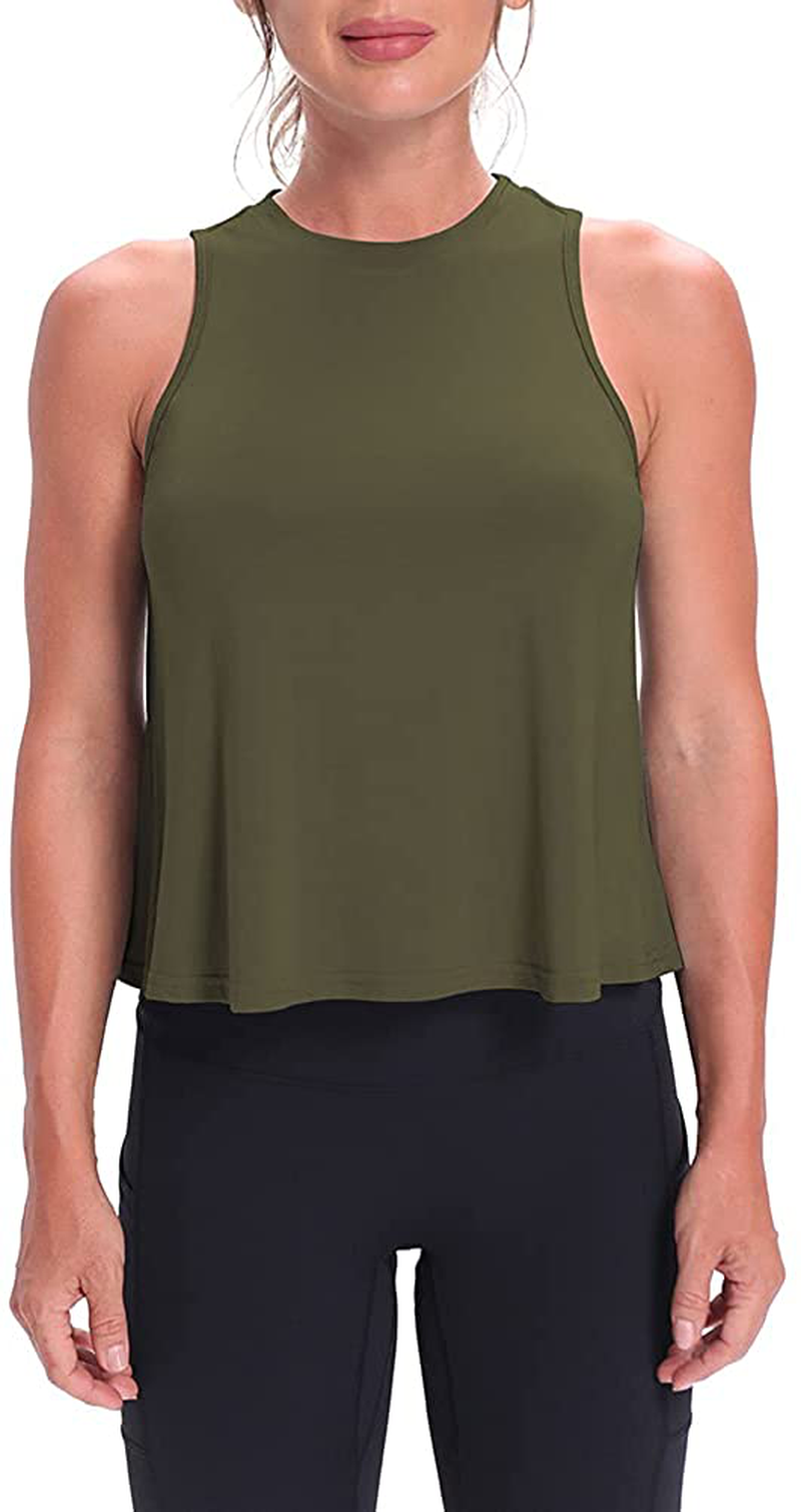 Mippo Crop Tops for Women Womens Workout Tops Flowy Cropped Tank Tops Athletic Shirts Apparel & Accessories > Clothing > Activewear Kylie Max