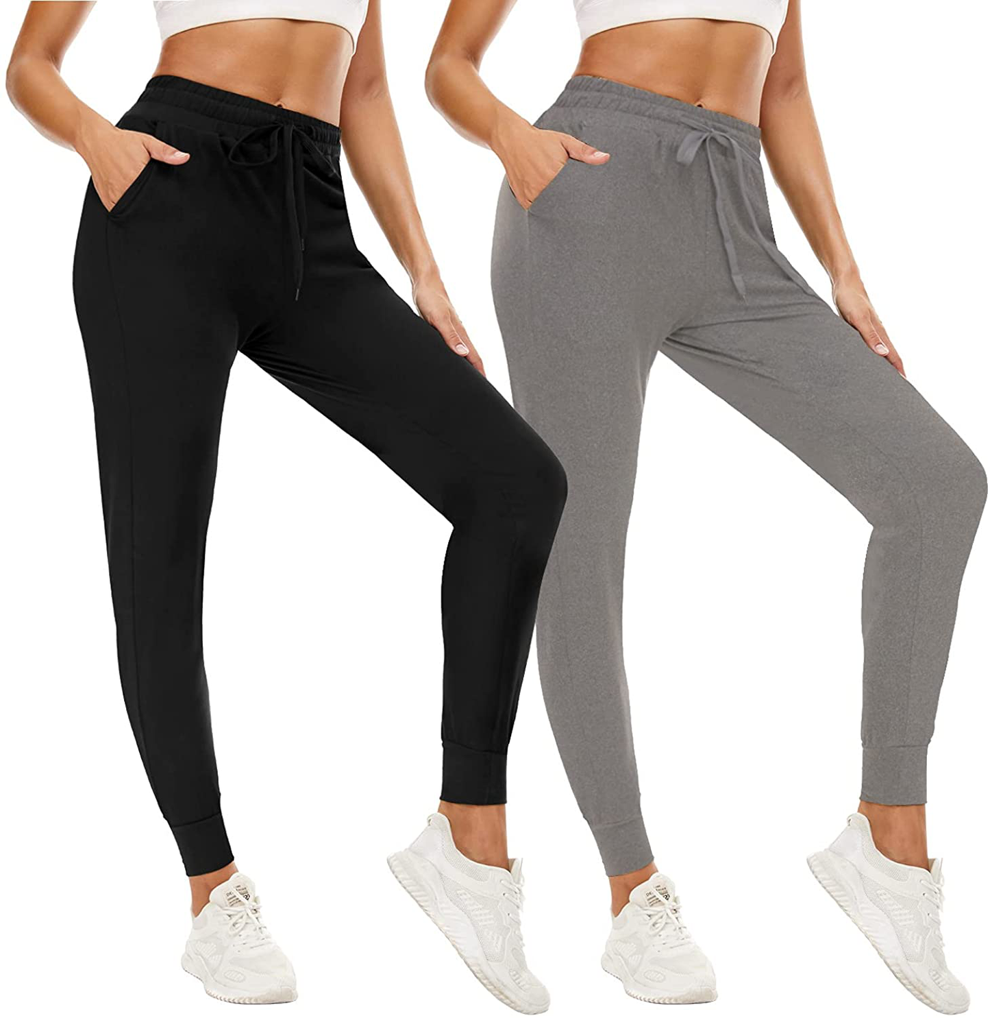 QGGQDD 2 Pack Joggers for Women - Sweatpants with Pockets Yoga Lounge Black Workout Pants Apparel & Accessories > Clothing > Activewear Kylie Max