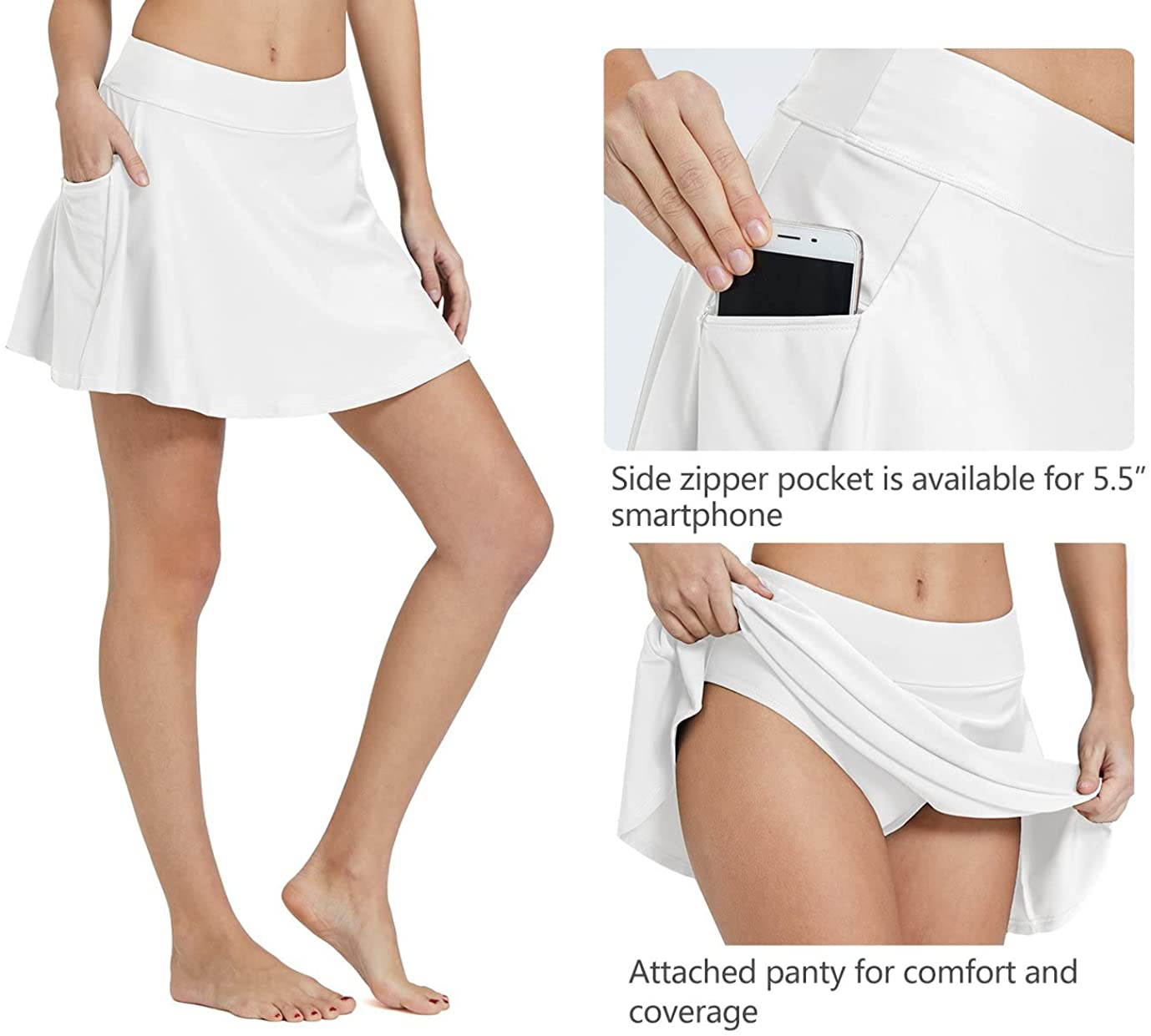 BALEAF Women'S High Waisted Swim Skirt Bikini Tankini Bottom with Side Pocket Apparel & Accessories > Clothing > Swimwear Kylie Max