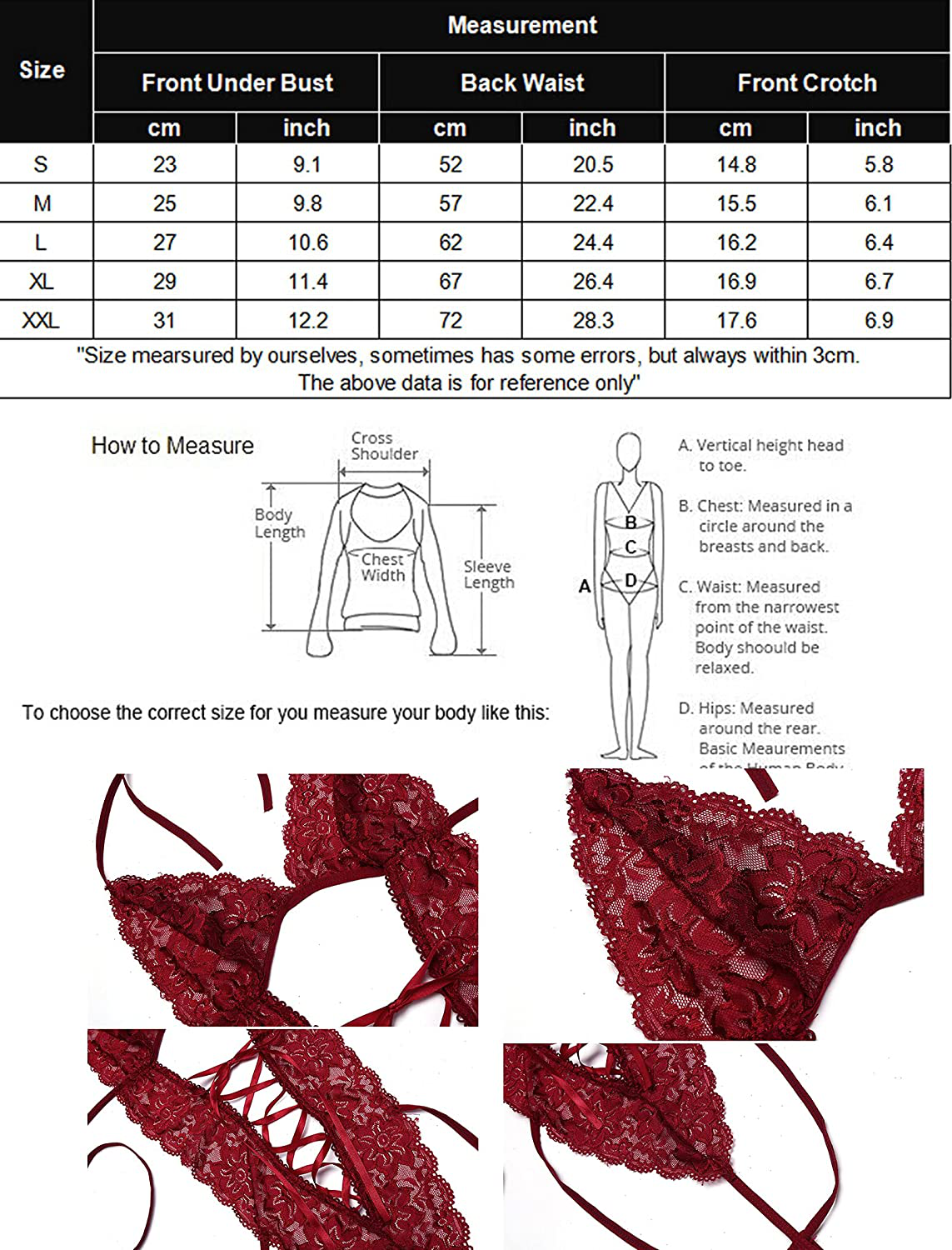 Avidlove Women Deep V Halter Lingerie Teddy One Piece Babydoll Lace Mini Bodysuit Apparel & Accessories > Clothing > Underwear & Socks > Lingerie Avidlove